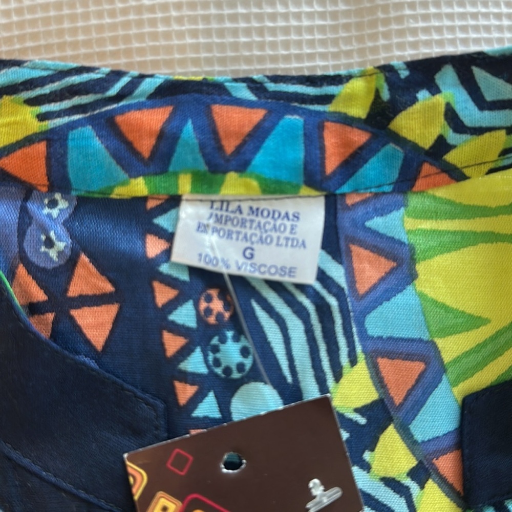 Colorful Patterned Tunic Cover-up Dress Size Large 100% Viscose - Picture 6 of 14